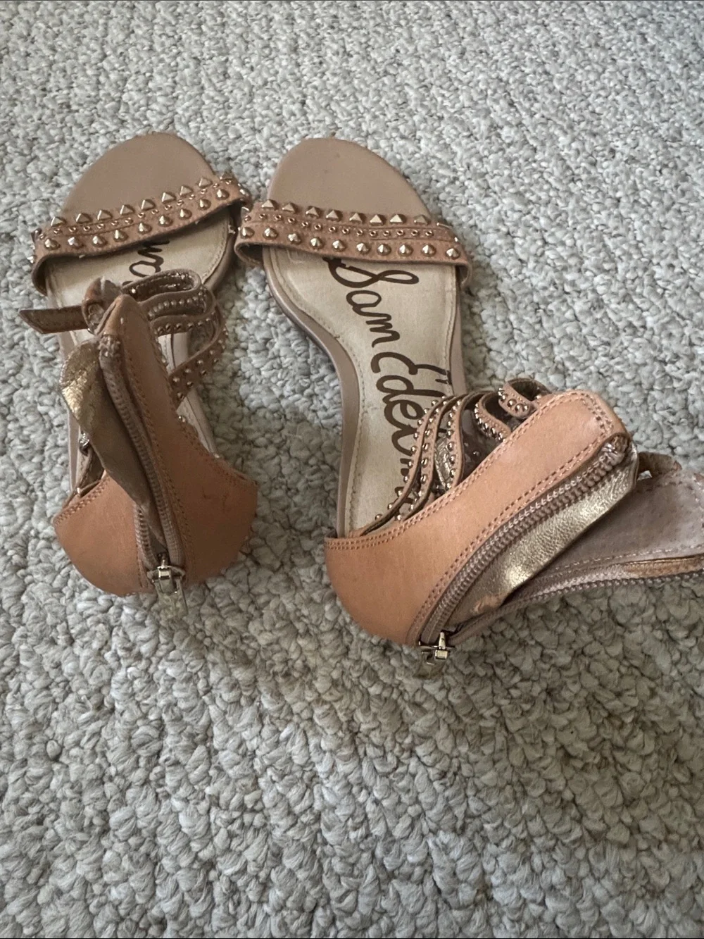 Sam Edelman Tan Studded Ankle-Strap Sandals - Picture 2 of 3